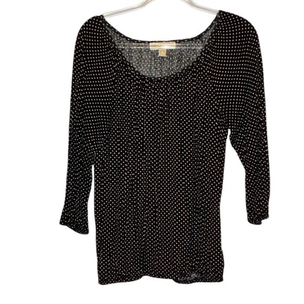 NA XXXX ???? Neck Black & White Polka Dot Blouse Top wrinkle resistant